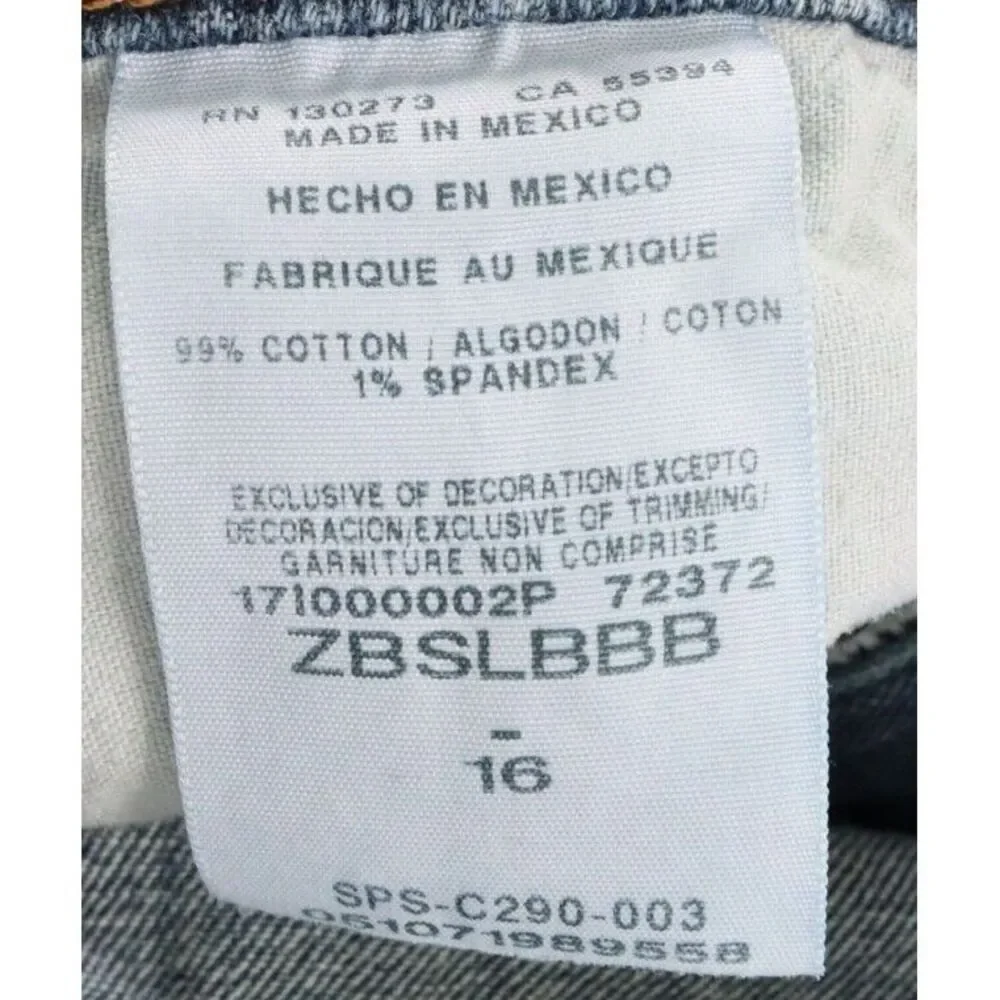 Wrangler Straight Leg Jeans Boys Size 16‎ Blue Cotton Blend Mid Rise